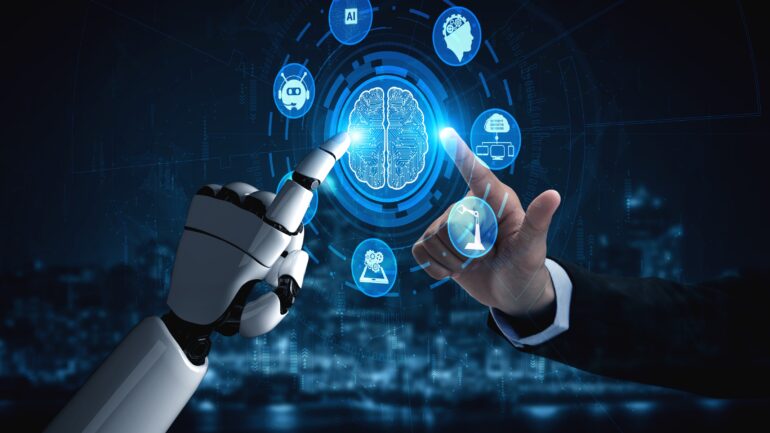 Future artificial intelligence robot and cyborg.