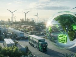 Sustainable Global Logistics: Green Transportation and Eco-Friendly Industrial Complex with Wind Turbines