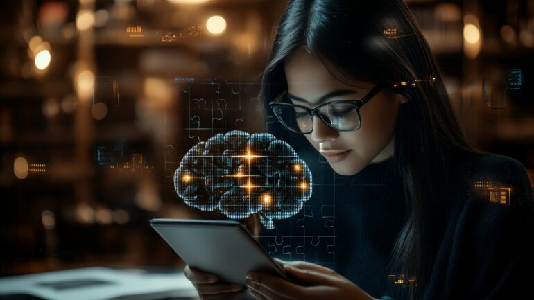 theory-mind-cognitive-control-young-woman-studying-with-glowing-brain-hologram-symbolizing-int